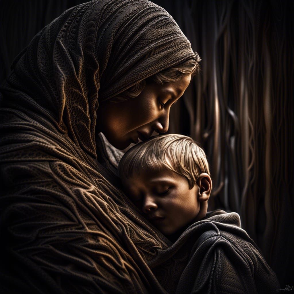 Abstract Mother and Son: Unconditional Love