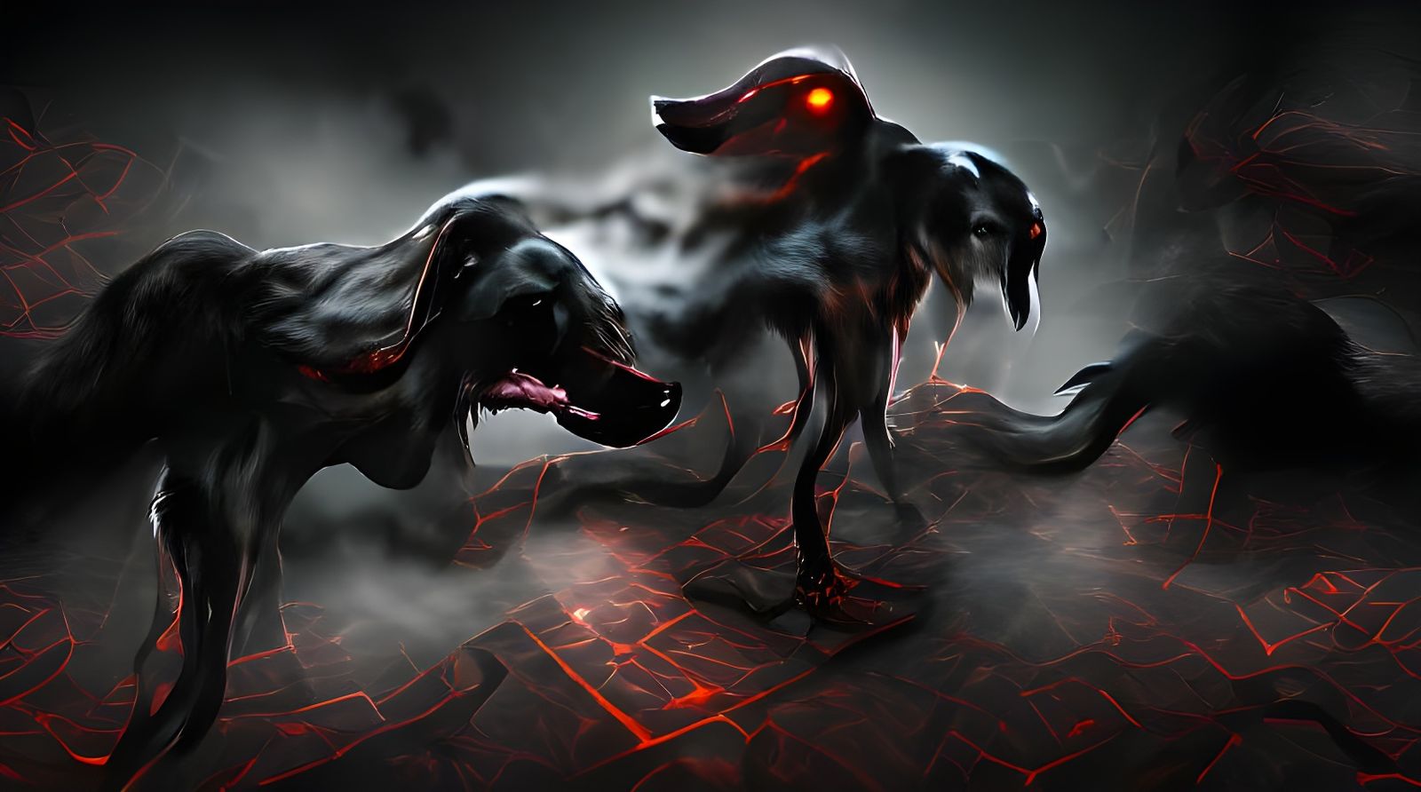 Shadow Hound from Hell in Digital Art Style