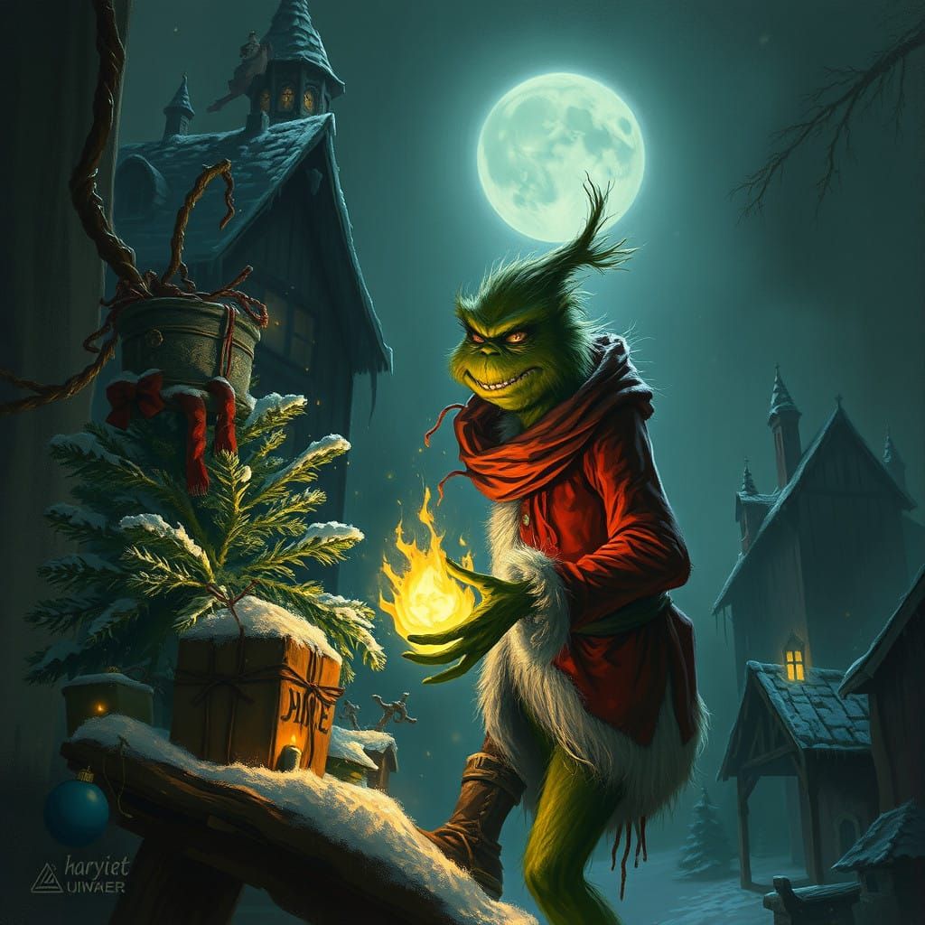 Grinch in a Dark Christmas Nightmare