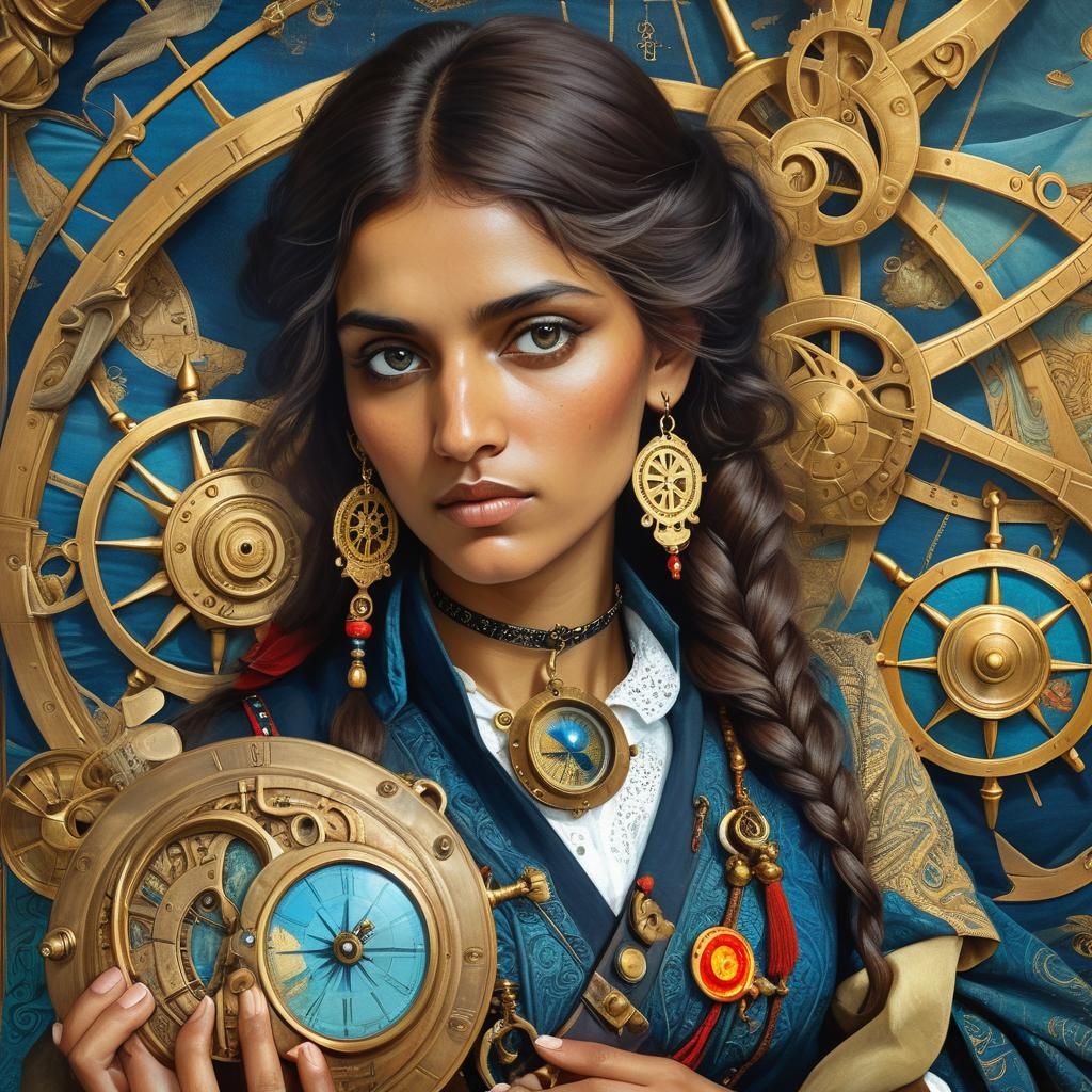 Pirate Inventor Portrait in Surrealistic Style