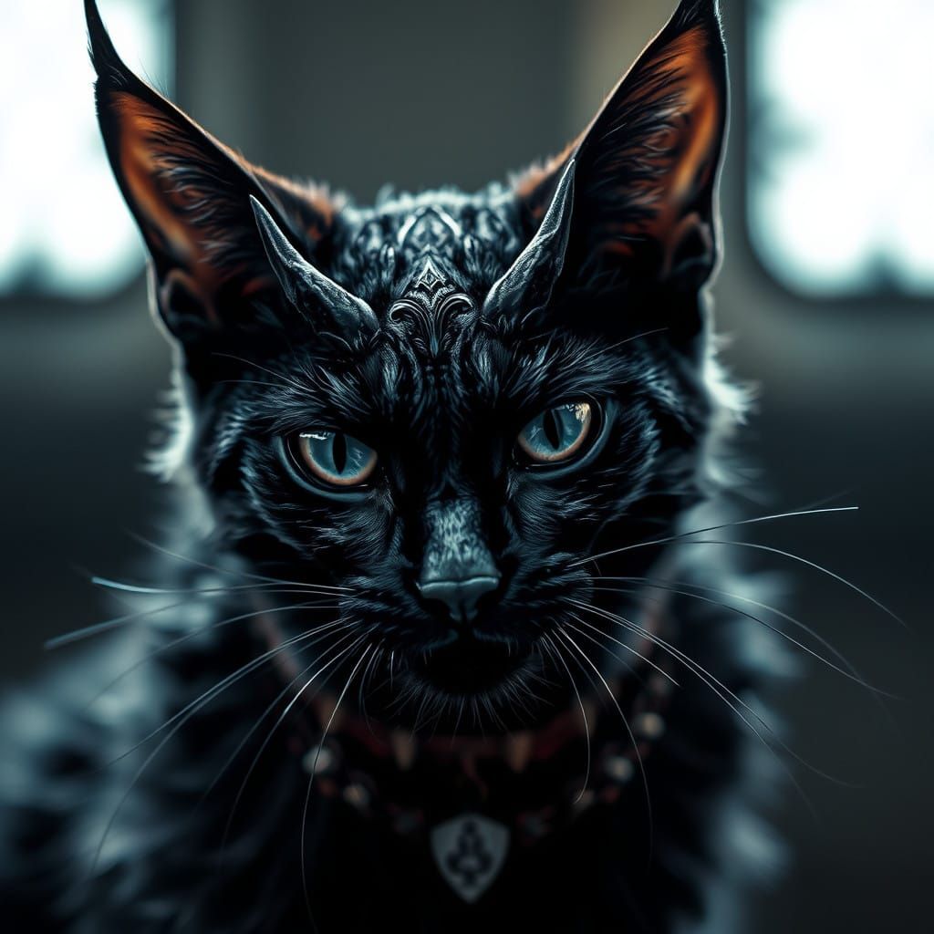 Hyperrealistic Demon Cat Portrait