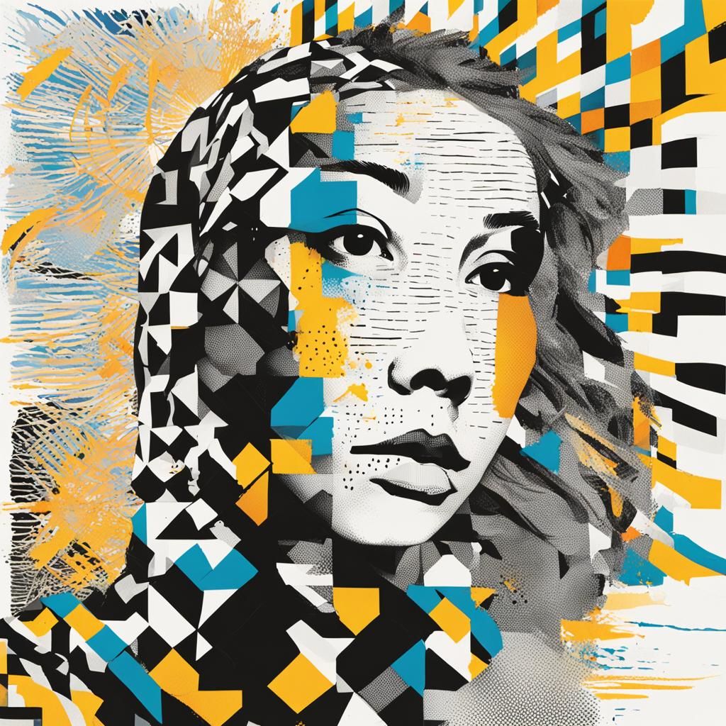 Minimalist Silhouette Sketch in Halftone Style