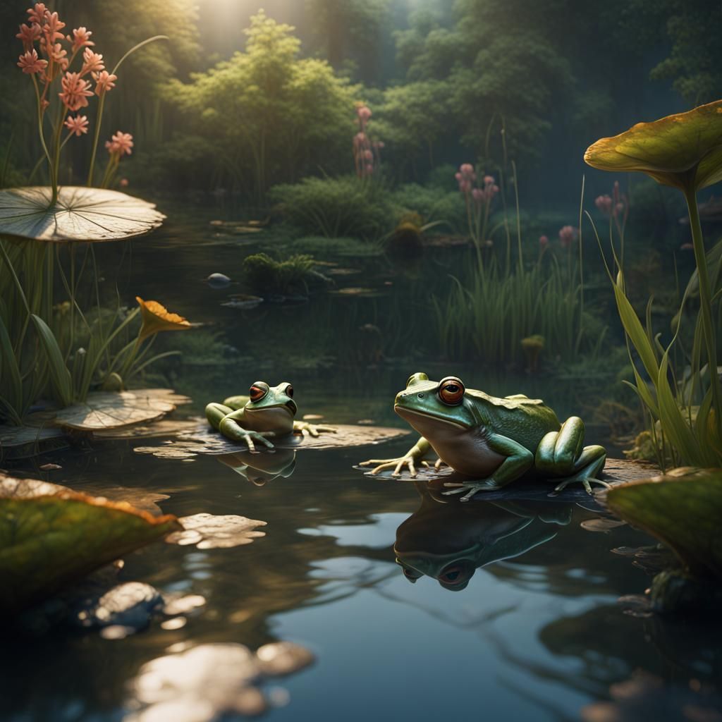 Frogs in a Pond: Detailed Matte Painting