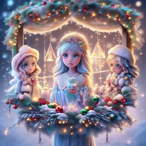 Enchanting Snowy Forest with Fairies and Moonlit Lanterns