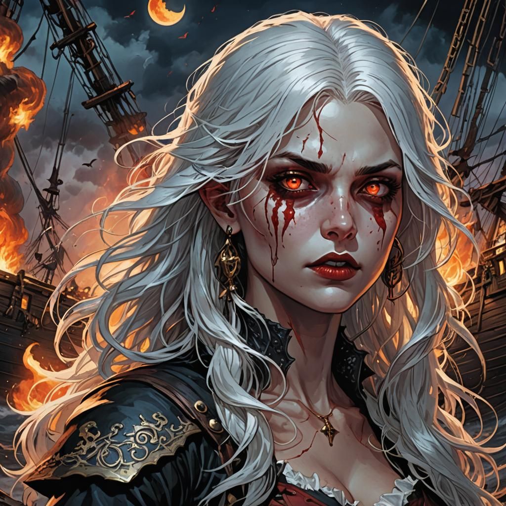 Vampire Child Pirate Queen on Stormy Seas