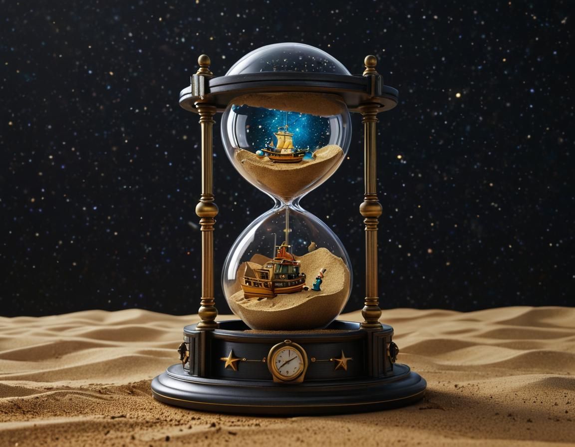 Hourglass with Earth Inside in Pop Art Style