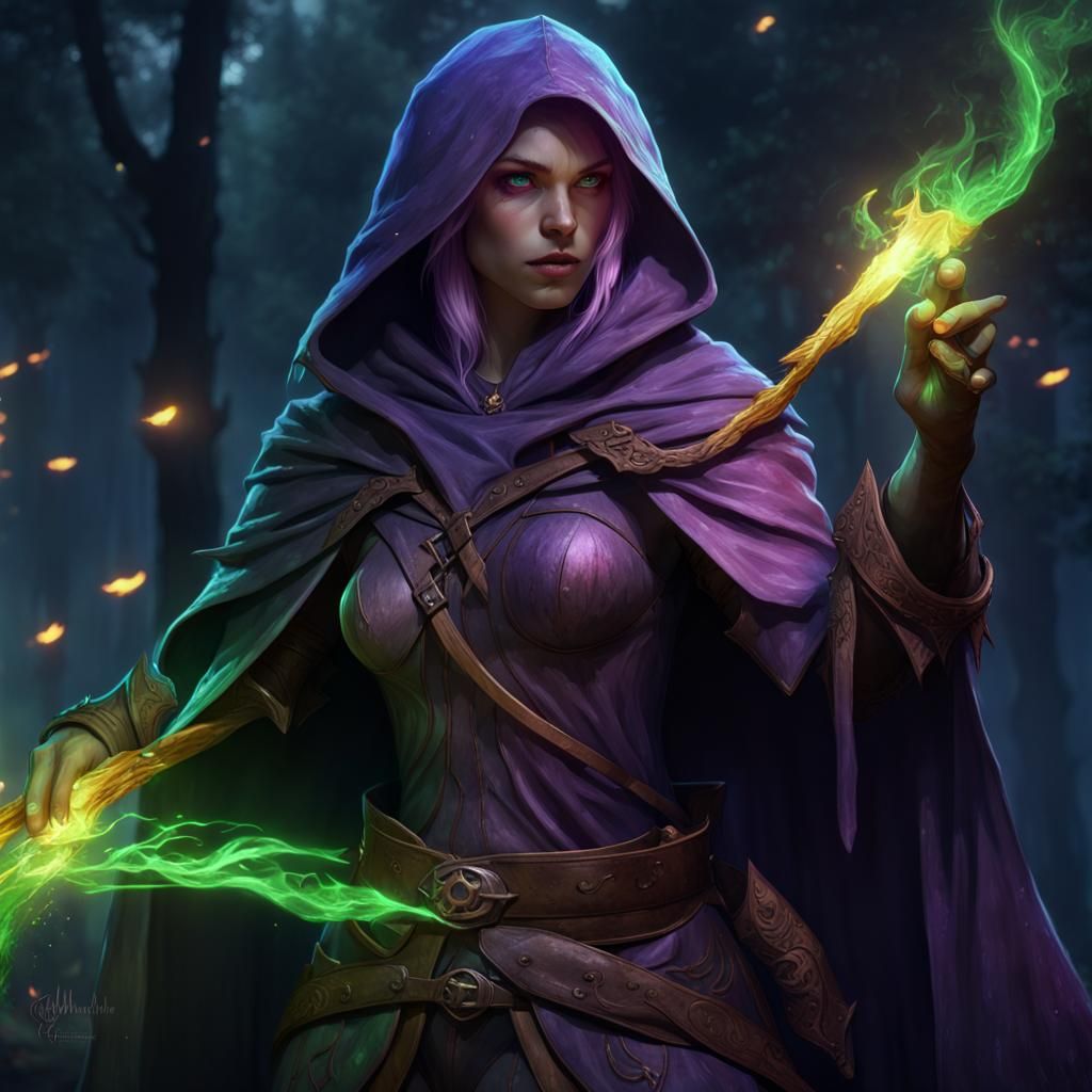 Elf Ranger with Flaming Bow: Dark Fantasy Art