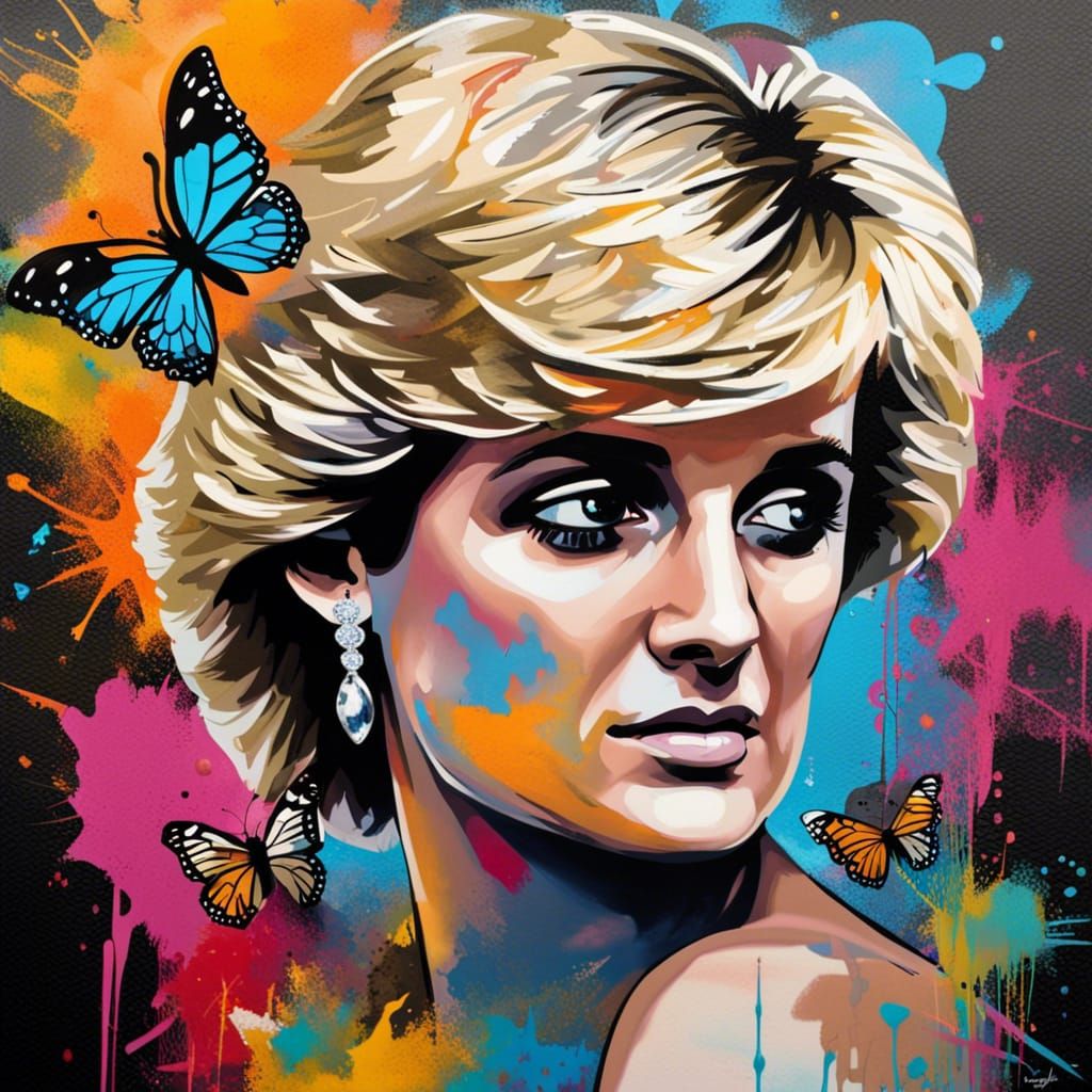 Princess Diana Butterfly Graffiti Art in New York
