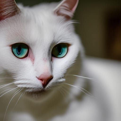 White Cat in Natural Lighting, Professional Photography