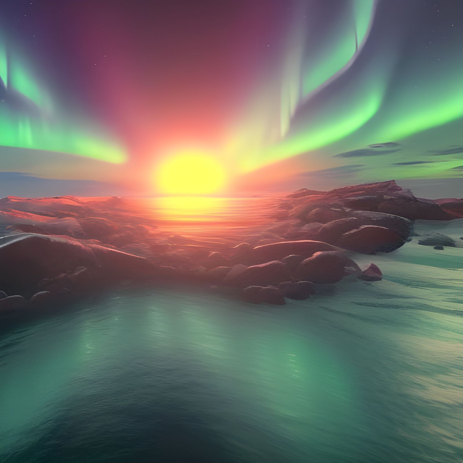 Surreal Aurora Sunset Over Norway's Atlantic Ocean