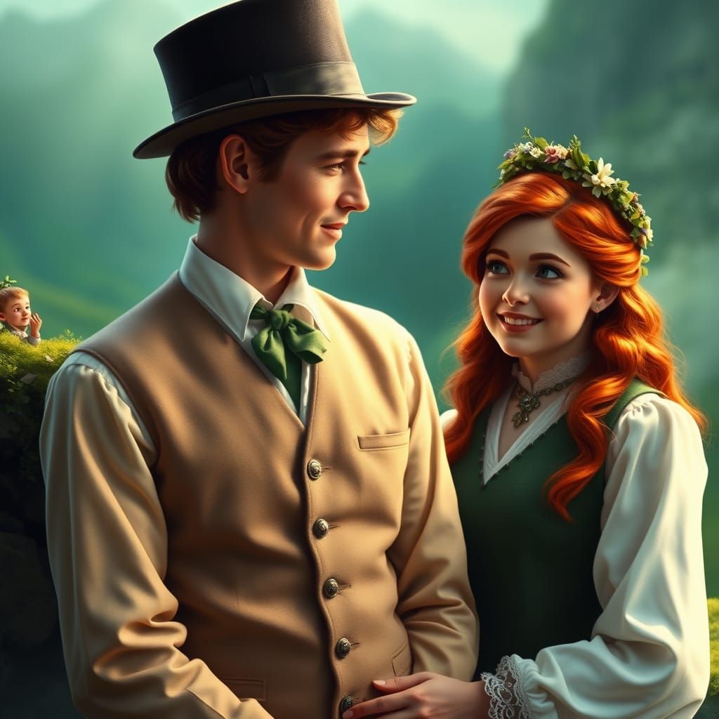 Dashing Gentleman in Whimsical Irish Landscape