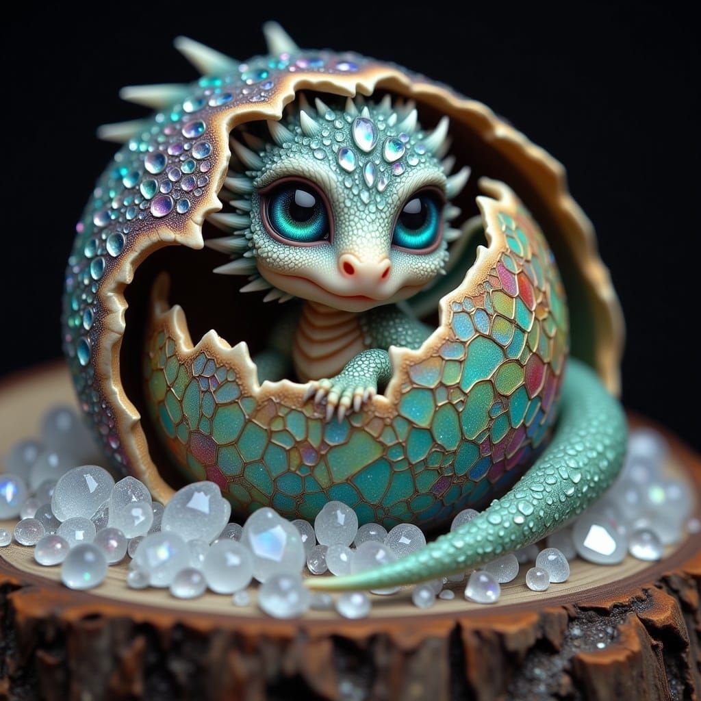 Broken Clock with Realistic Dragon