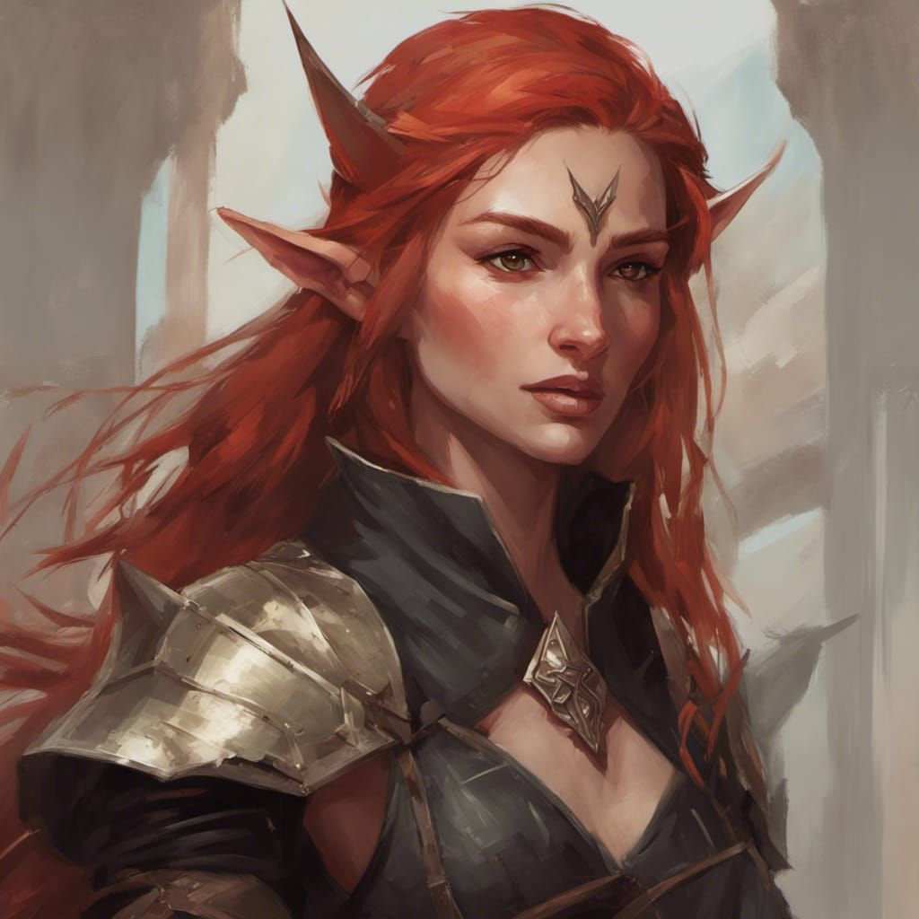 Female Elf Portrait in Dungeons and Dragons Style