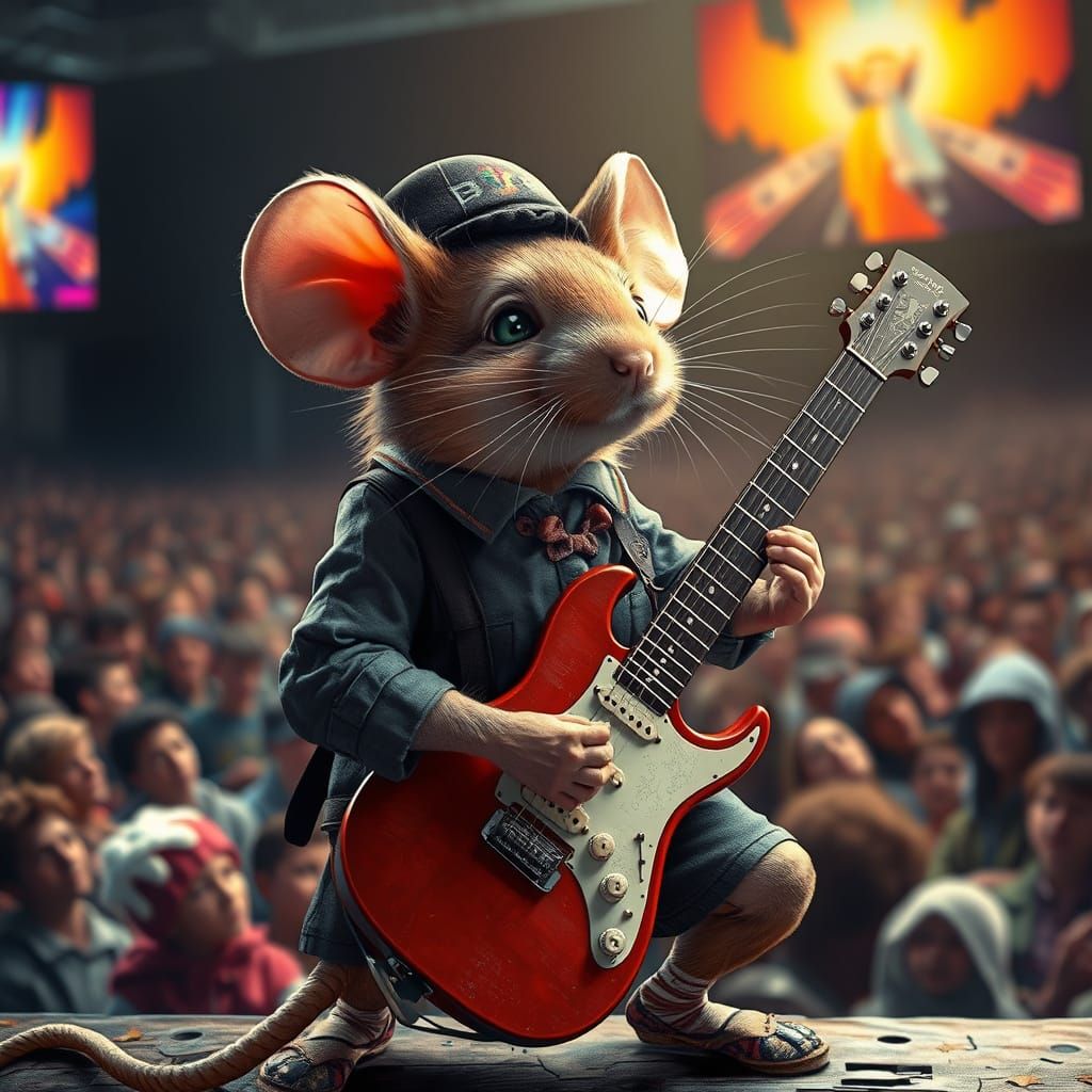 Hyperrealistic Mouse Rocks Out as Schoolboy