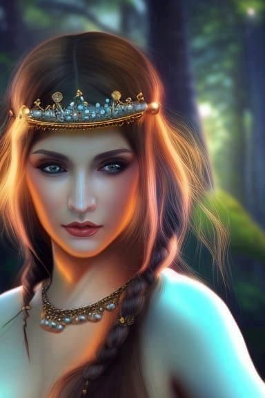 Elven Crown of Gold, Pearls and Crystals