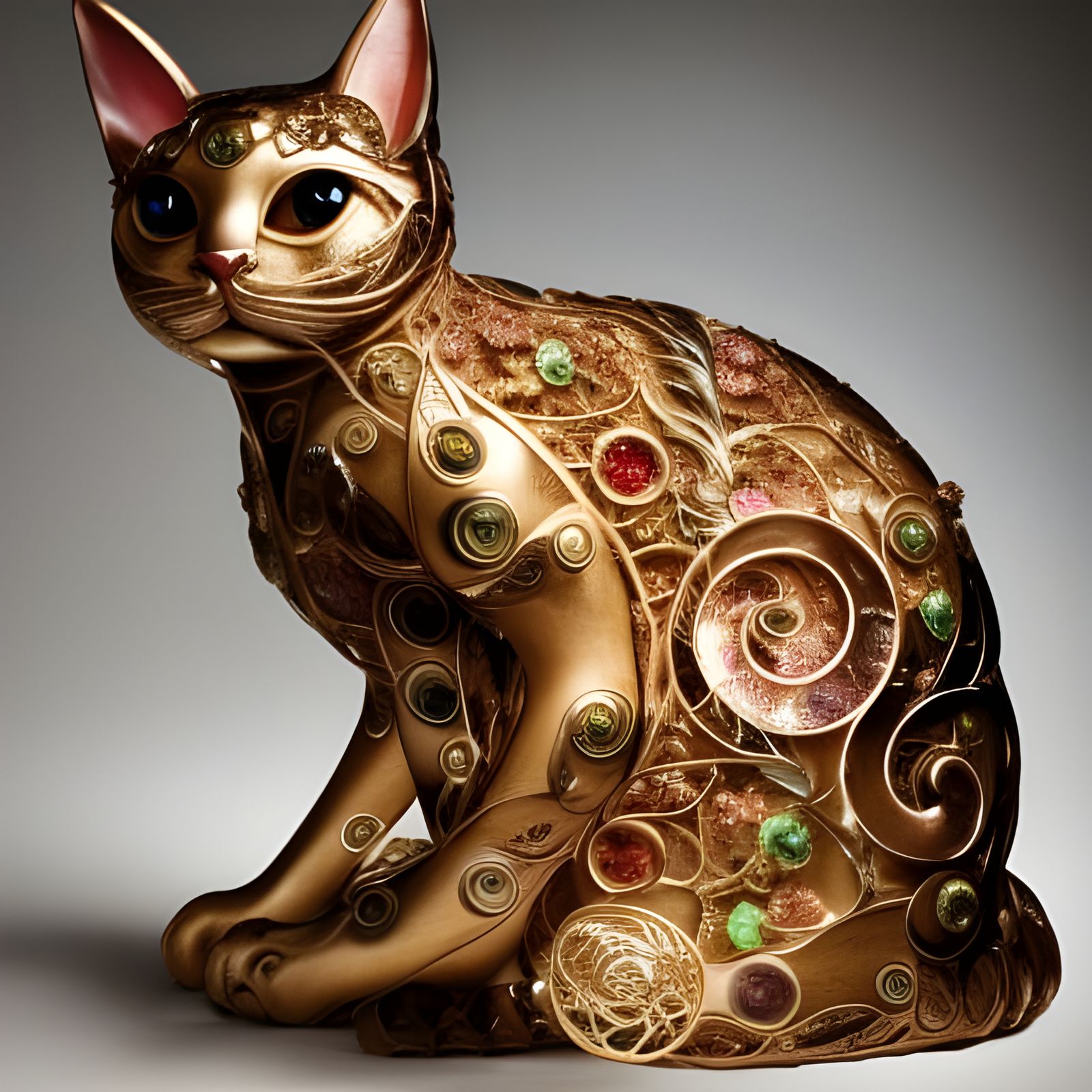 Gingerbread Cat Sculpture in Fabergé Style