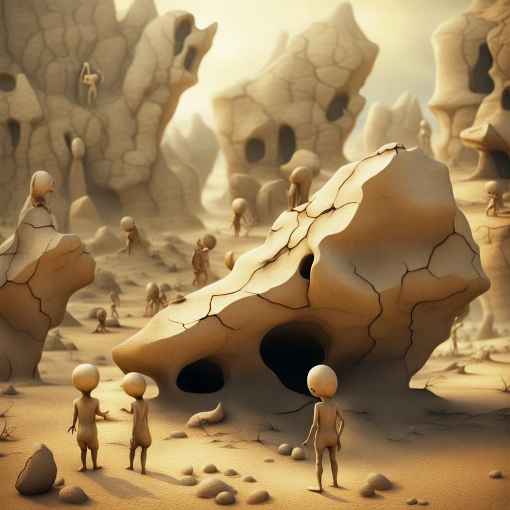 Earthy Surrealism: Children and Stone Creatures