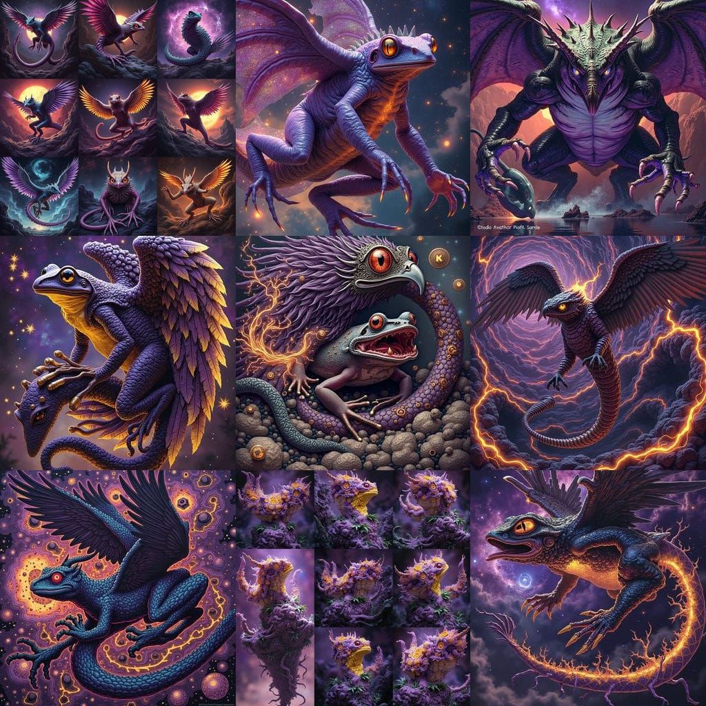 Hyper-Realistic Devil Frog Meets Heavenly Eagle in Cosmic Ba...