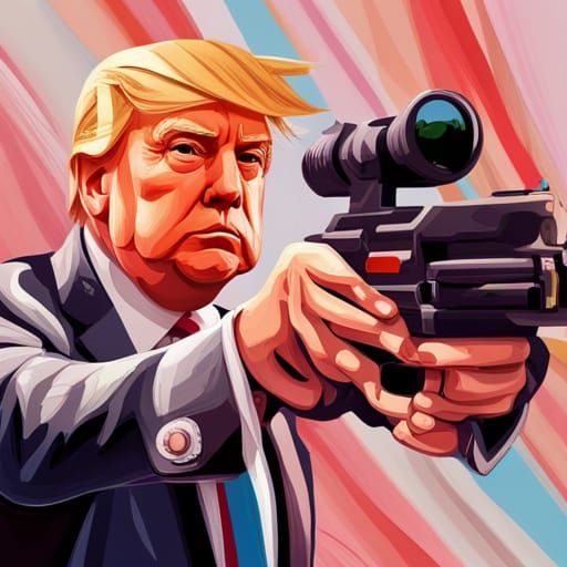 Donald Trump with Laser Gun: Hyperrealistic Concept Art