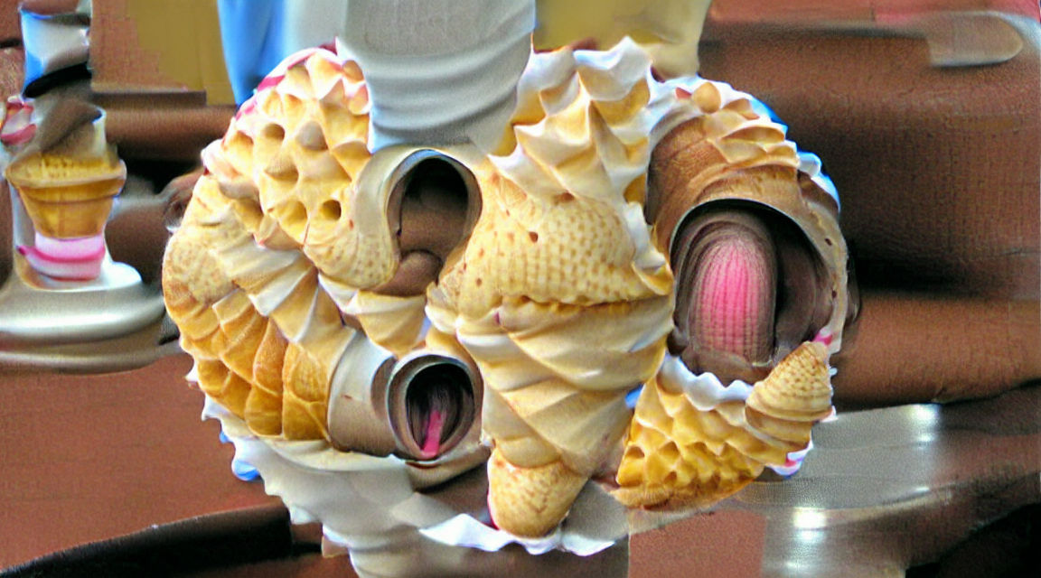 Whimsical Doge as Melting Ice Cream Cone