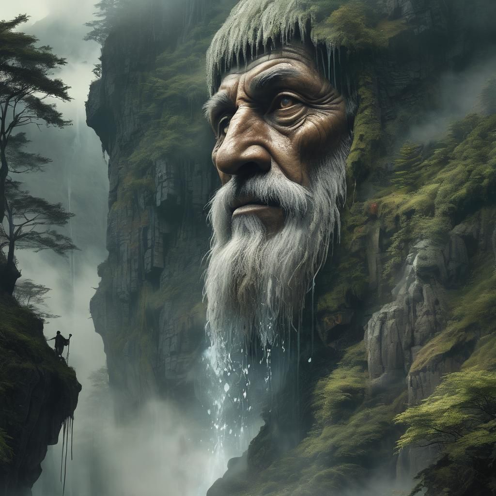 Mountain Face Concept Art in Dreamy Style