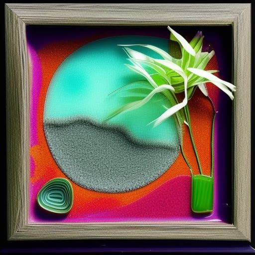 Beach Glass and Sand in Colorful Vase