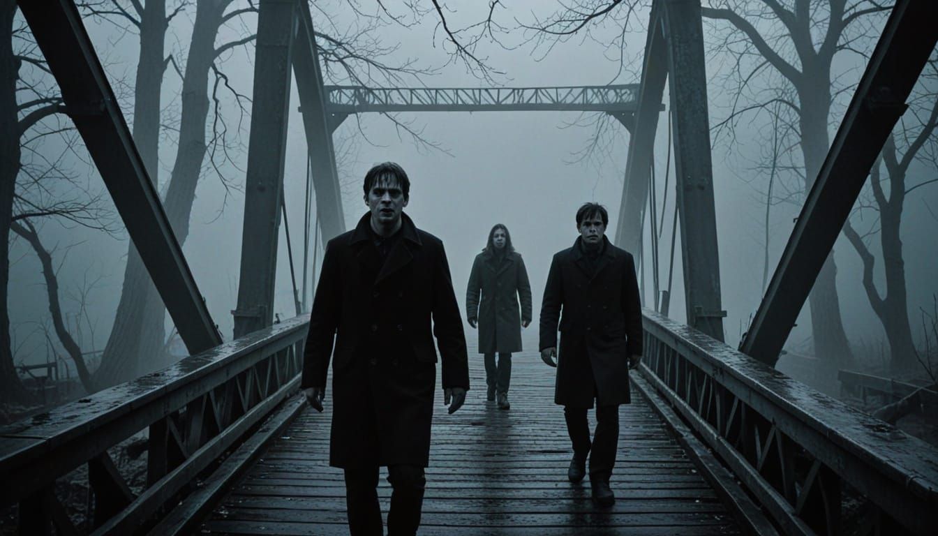 Ominous Bridge of Terror Under Moonlit Skies