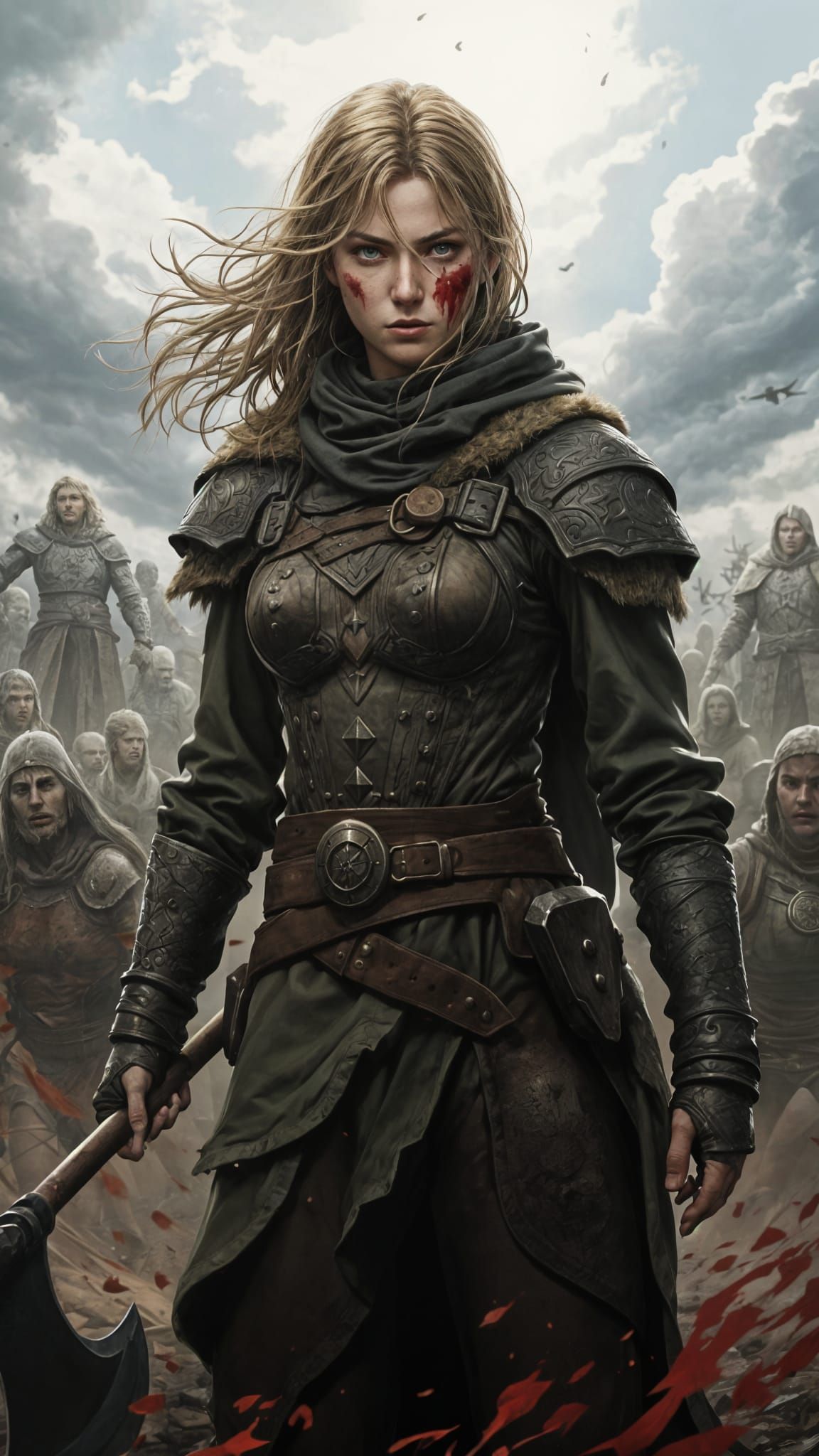 Berserk Warrior Girl with Norse Battle Axe