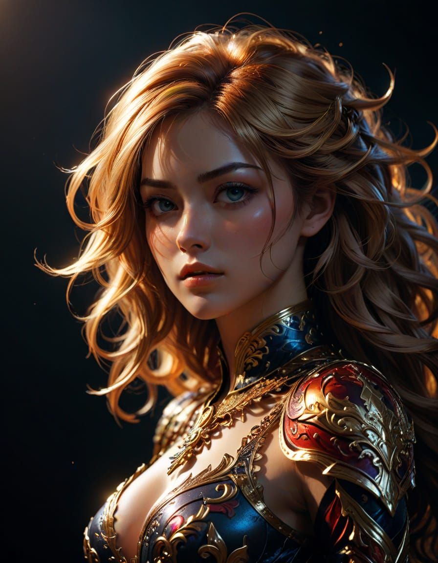 Mysterious Young Woman in Dramatic Chiaroscuro Lighting