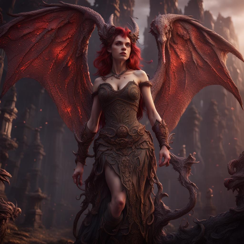 Detailed Matte Painting of Lilith in Fantasy Art Style