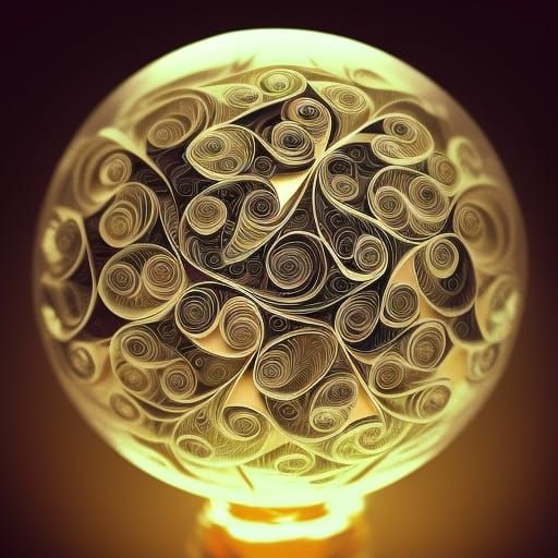 Intricate Paper Quilling in Glass Sphere