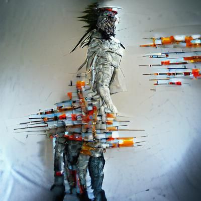 Surreal Figure Constructed from Hypodermic Needles