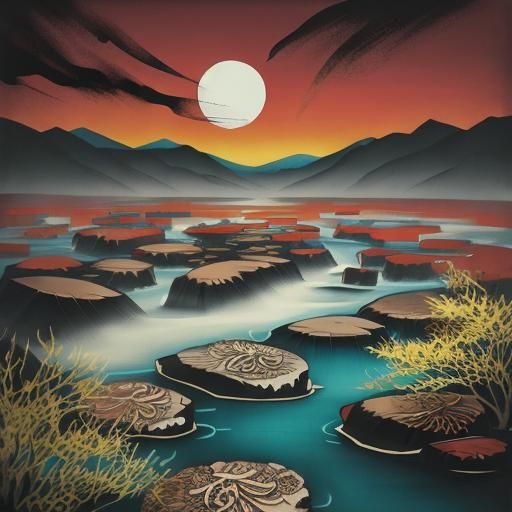 Ethereal Water Splash in Chinese Ink Painting