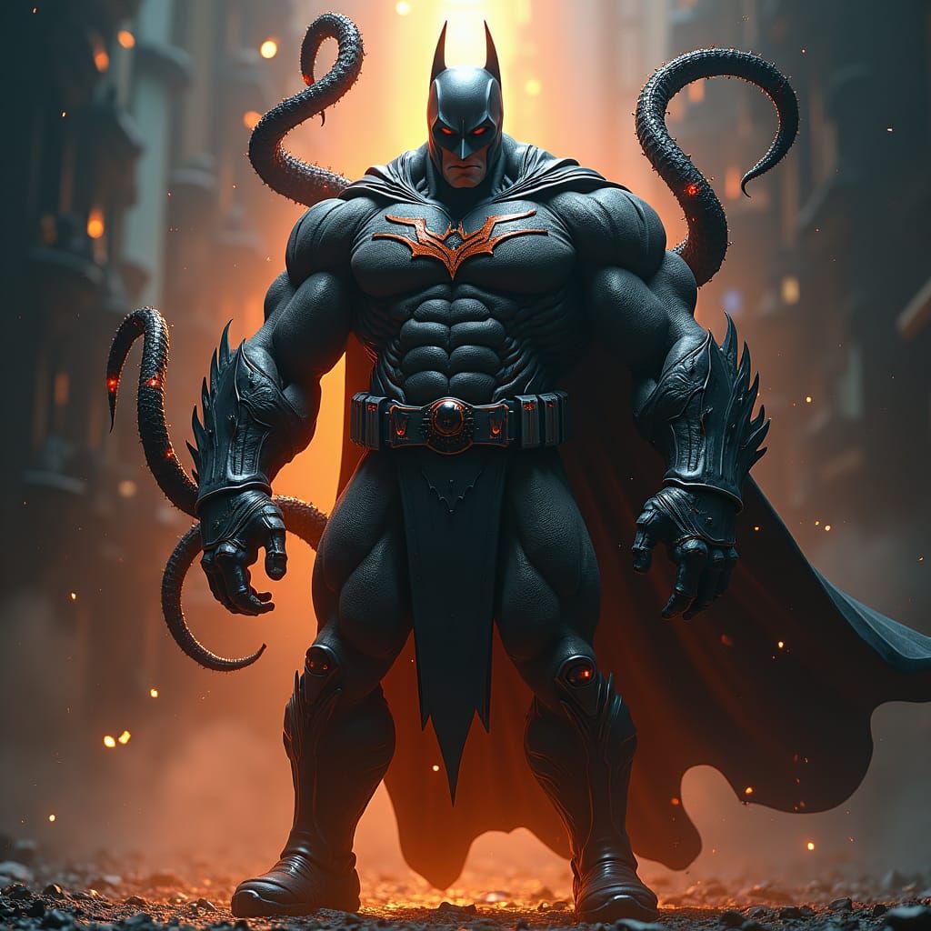 Batman Transformed by Venom Symbiote, Mystical Backdrop
