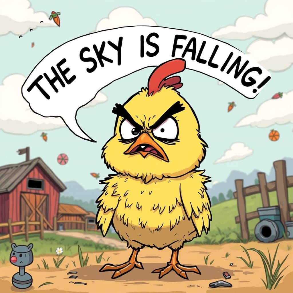 Cartoon Chicken Screams About Falling Sky