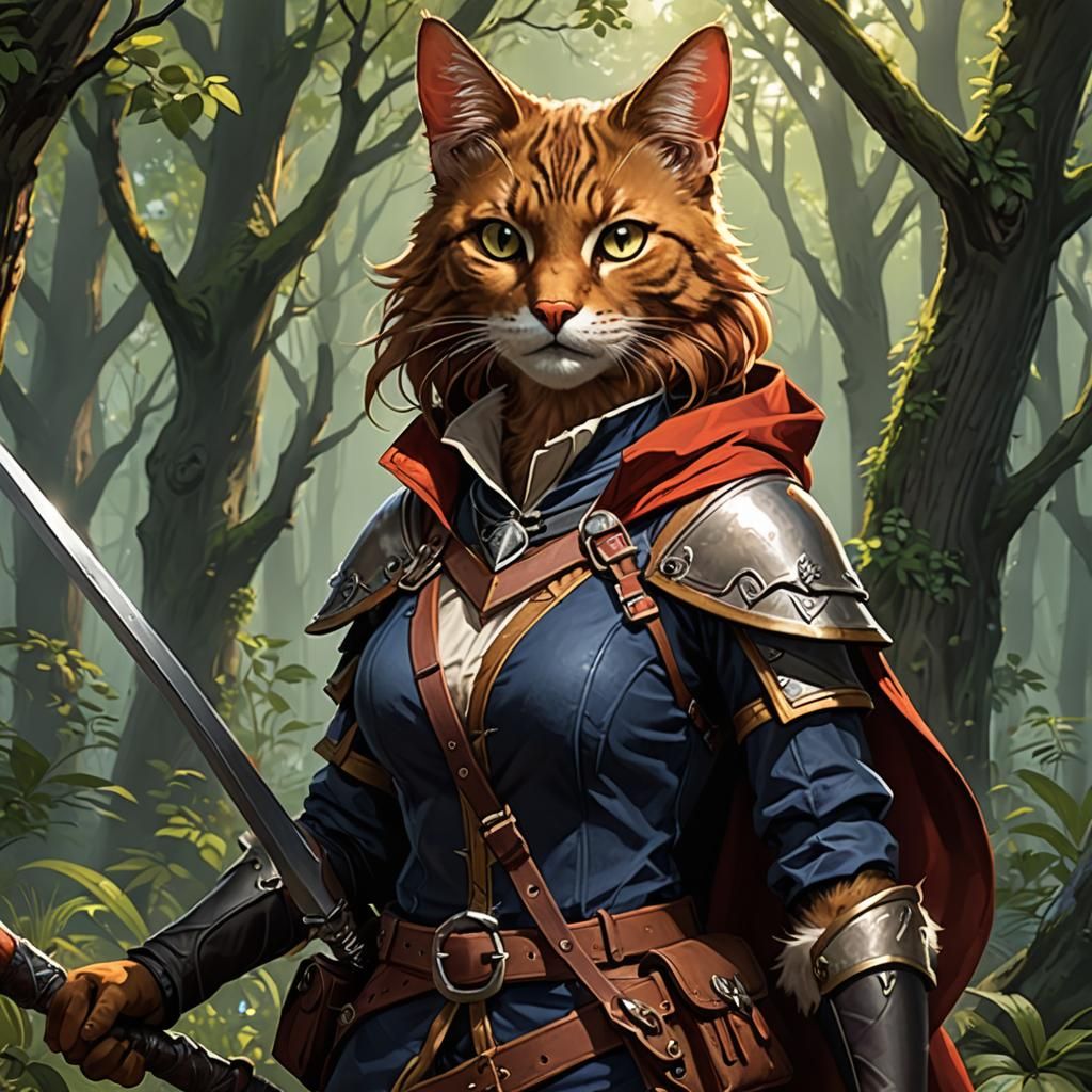Fantasy Art: Female Catfolk Hunter Character