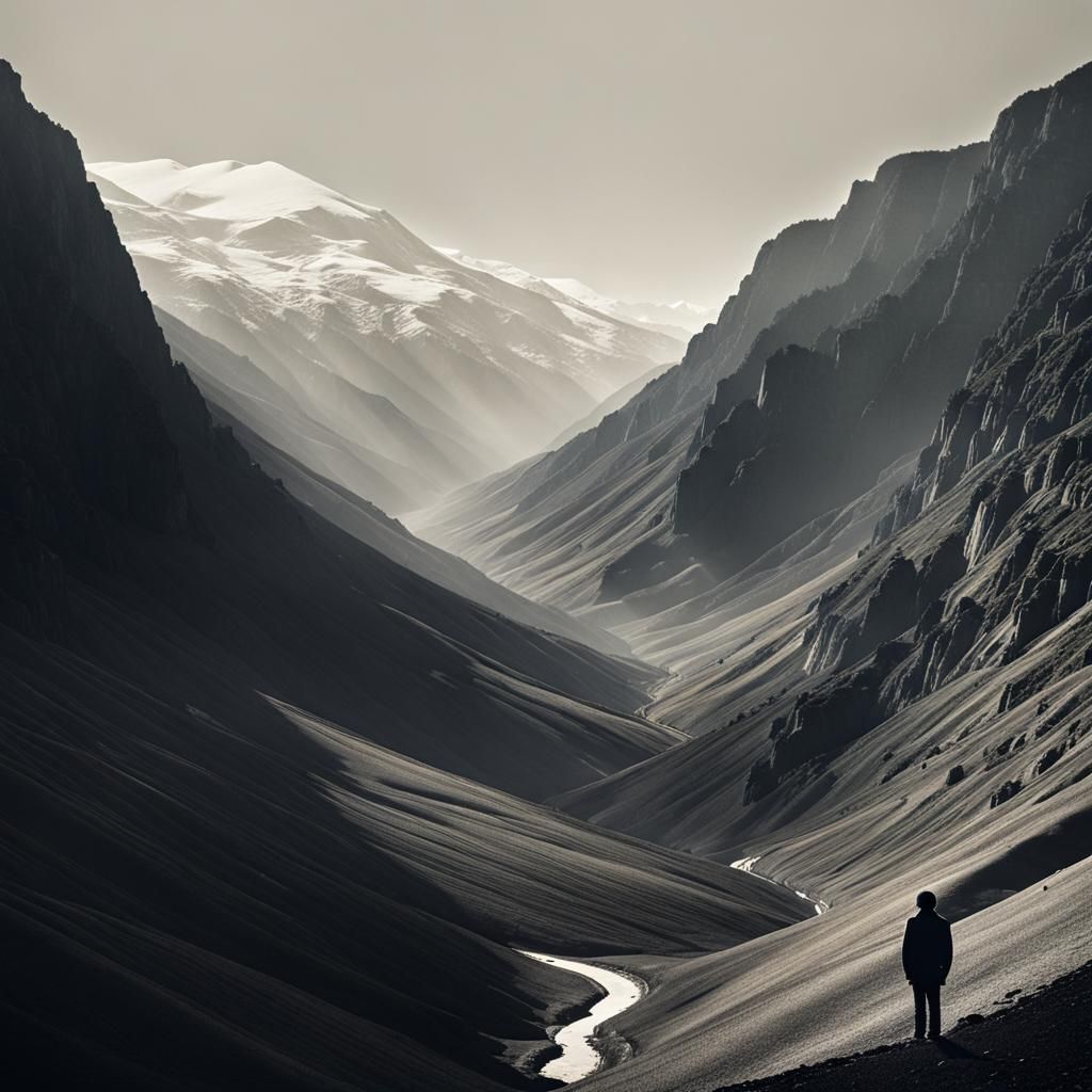 Solitary Figure in a Distant Valley