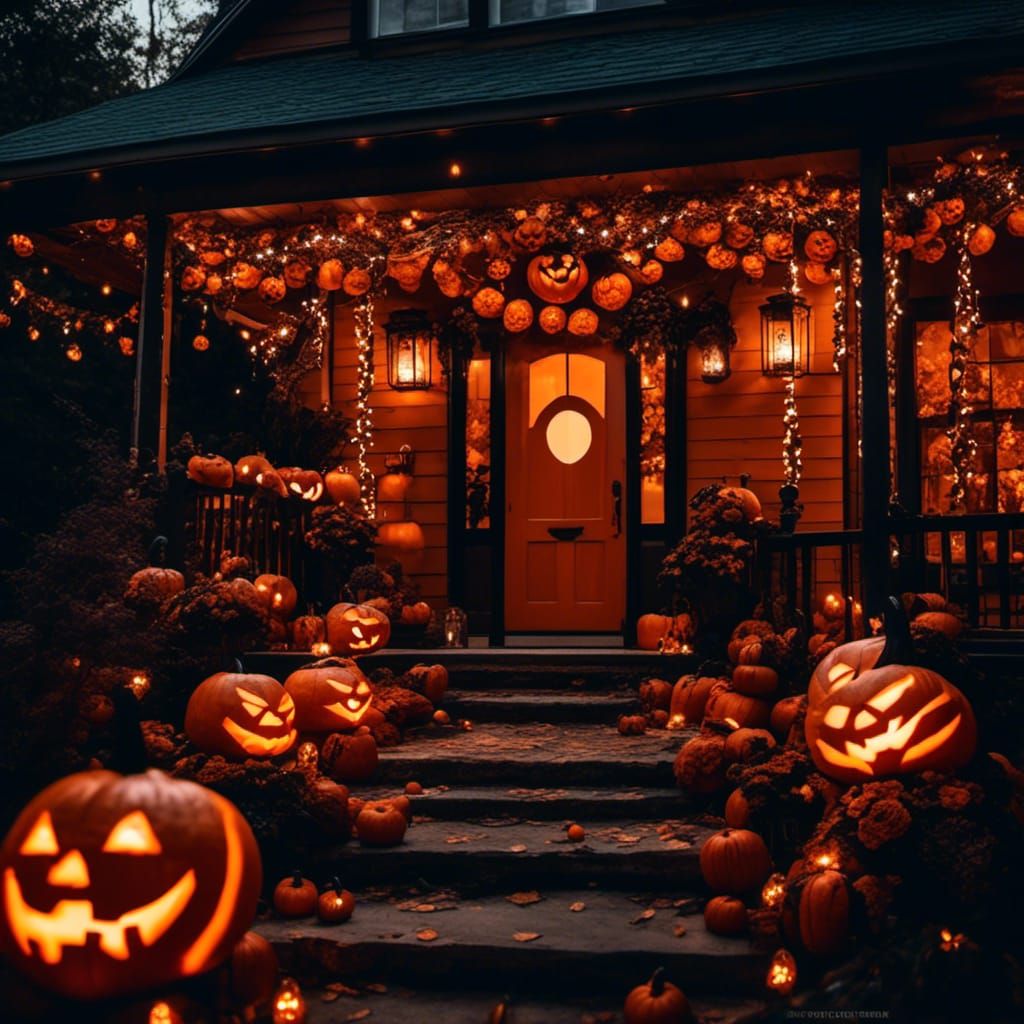 Majestic Crocheted Jack-o'-Lantern with Fairy Lights