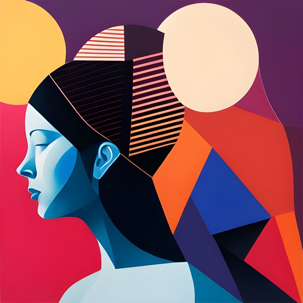 Abstract Girl Silhouette in Geometric Art