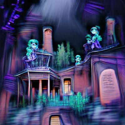 Eerie Spooky Mansion Under Full Moon