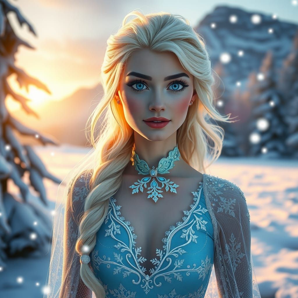 Beautiful Woman in  Elsa Costume