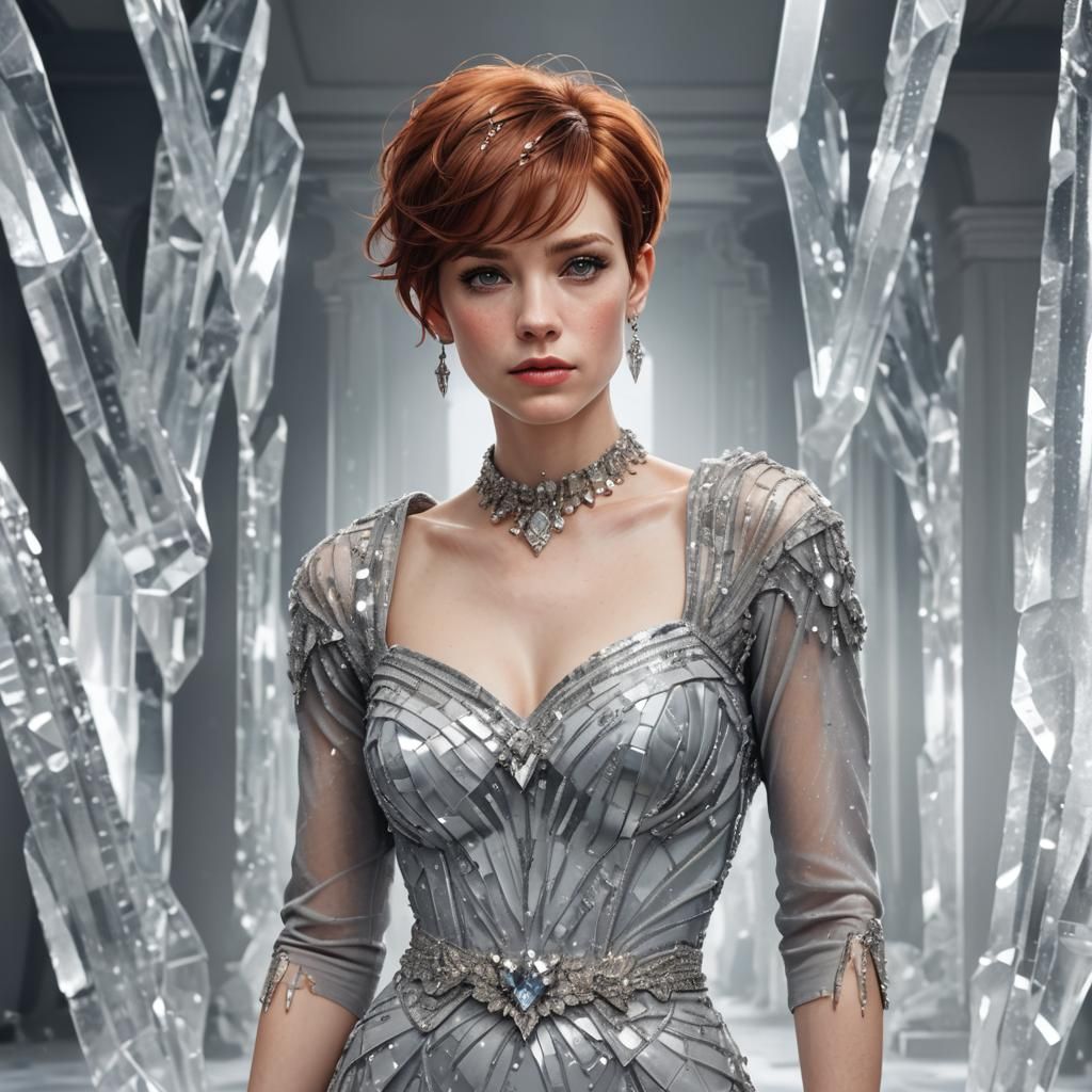 Woman in Crystal Dress: Vivid Digital Art