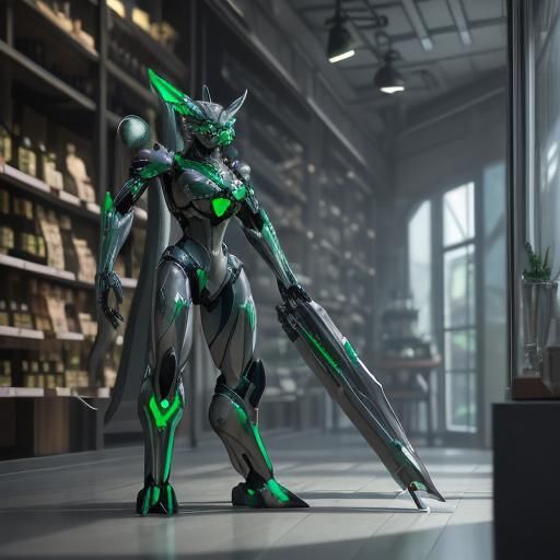 Futuristic Silver Mouse Guarding Cheese, Sci-Fi Render