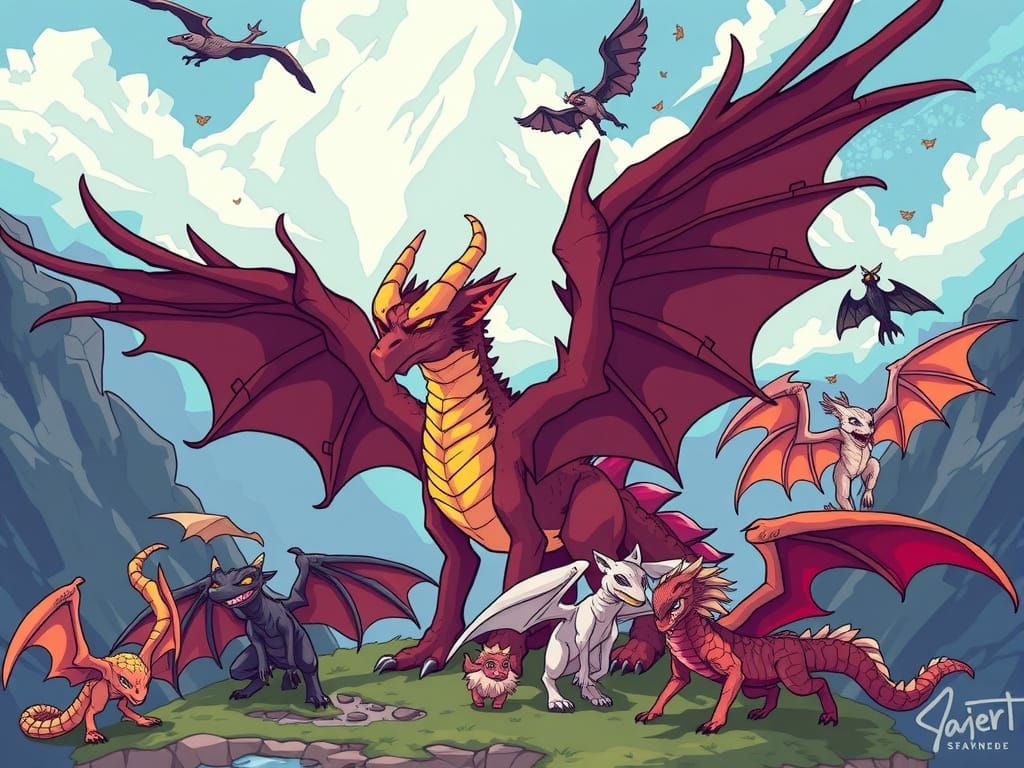 Pixel Art Beasts Displaying Majestic Wings