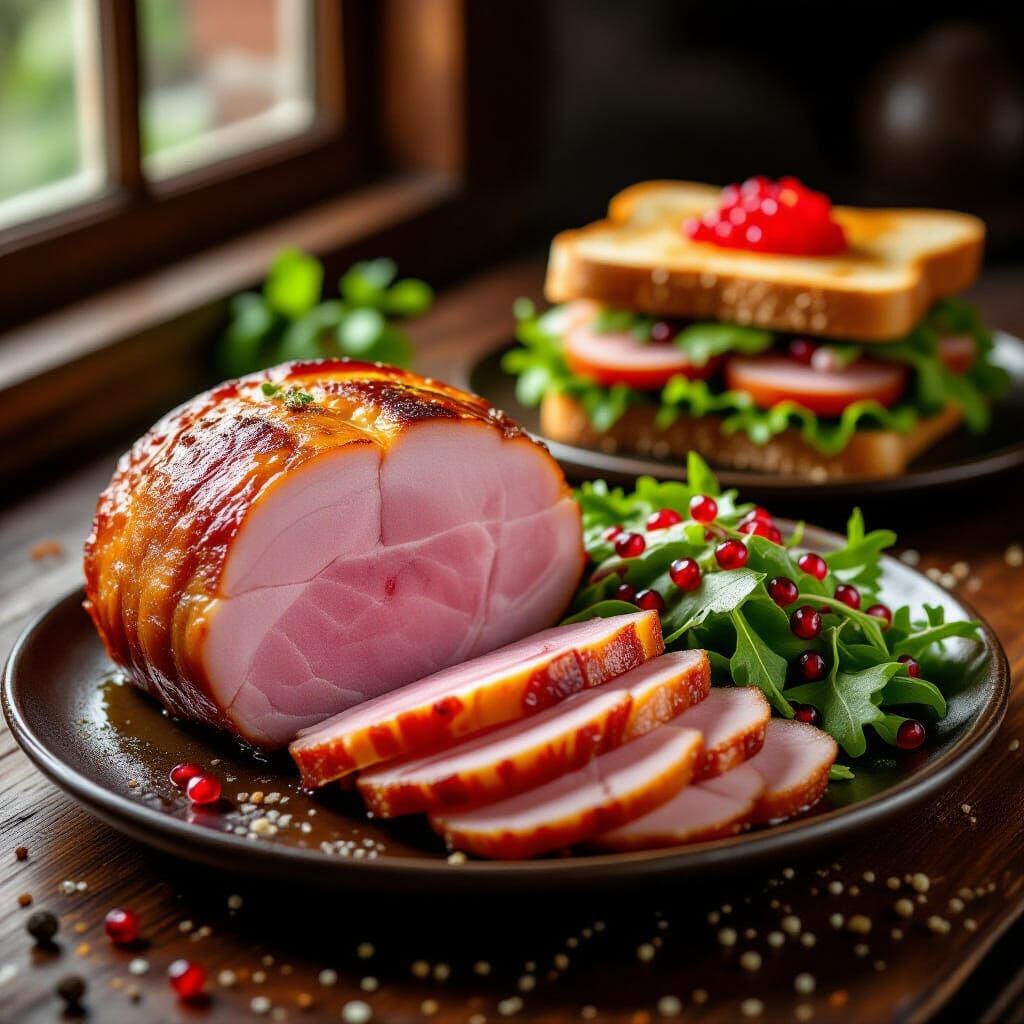 Hyper-Realistic Baked Ham Still Life