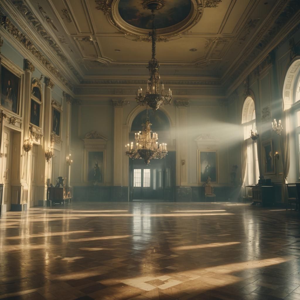 Presidential Palace in Chaos: A Cinematic Film Still