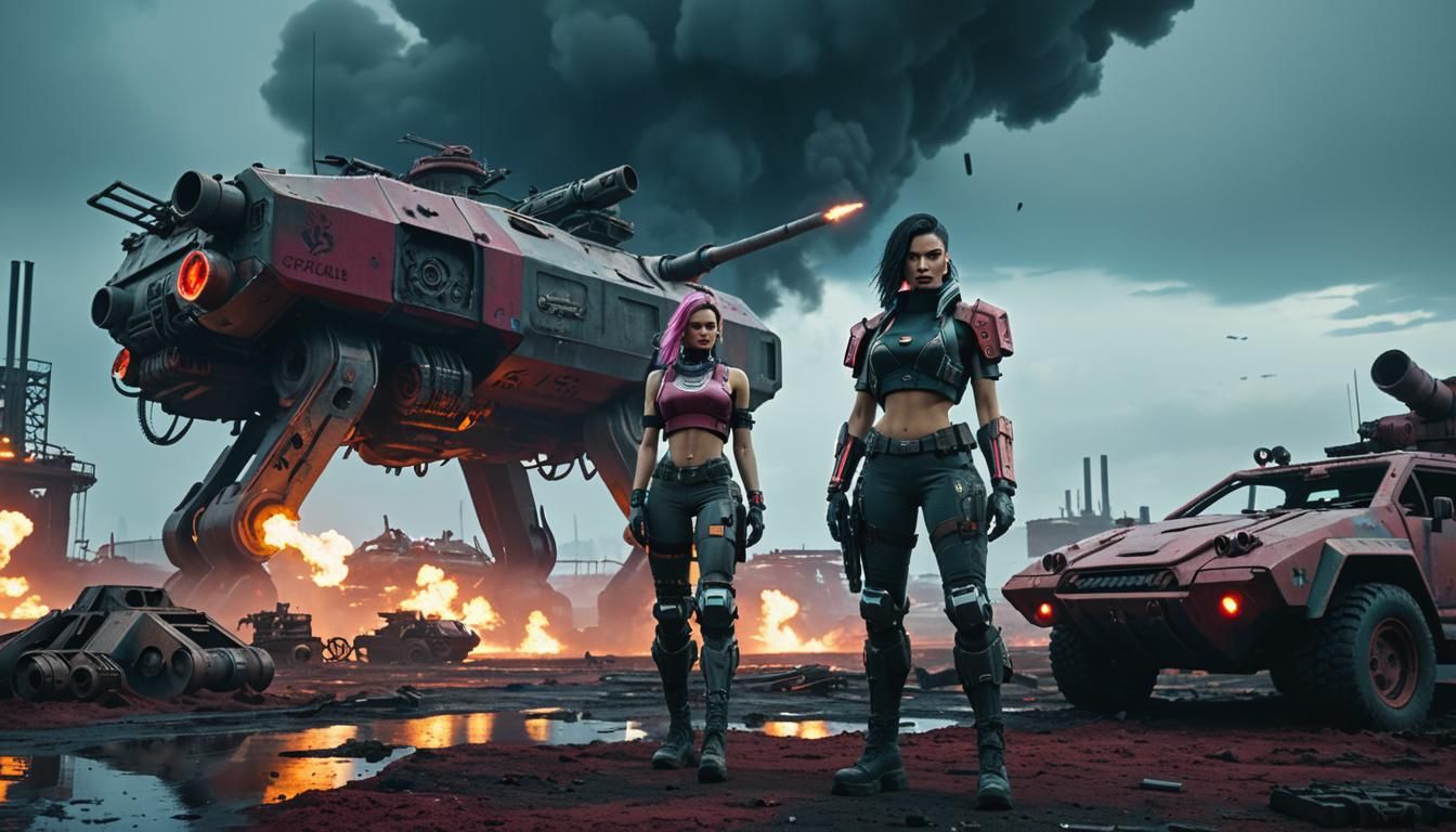 1940s, Girl soldier, futuristic  german style military ss un...