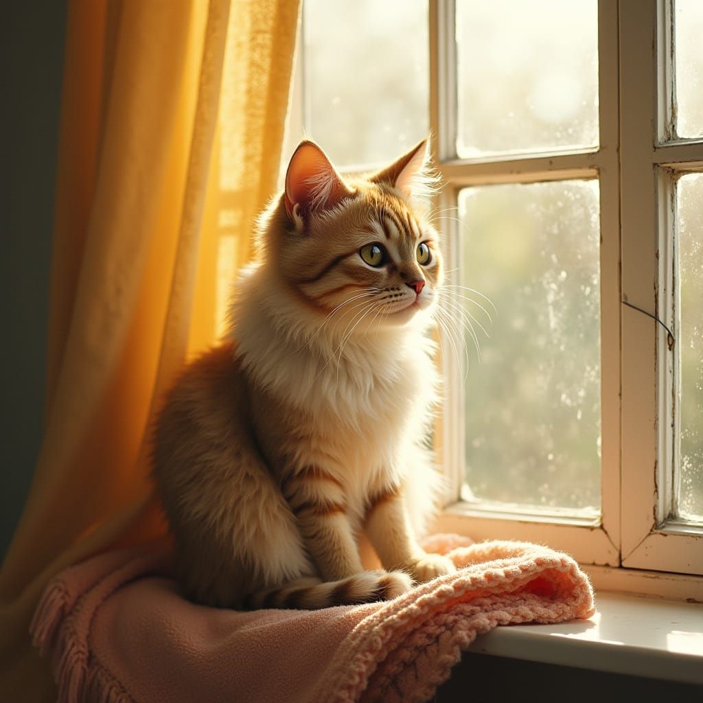 Cat in Sunlight: Beatrix Potter Style