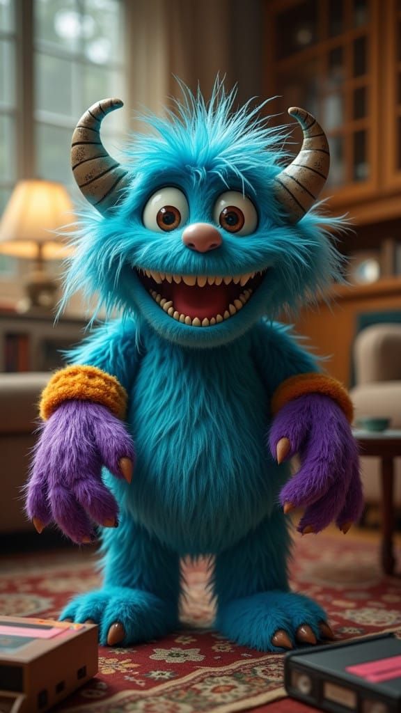 Stop-Motion Monster in 1980s Living Room