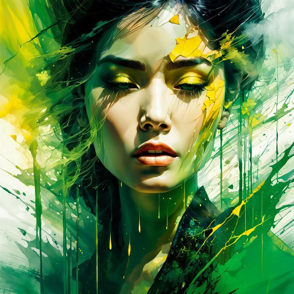 Shattered Beauty: Digital Art Portrait